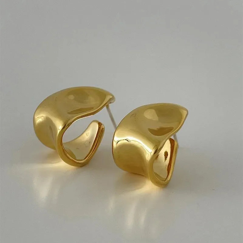 Sculpted Wave Stud Earrings