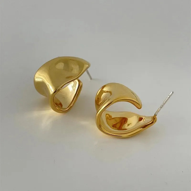 Sculpted Wave Stud Earrings