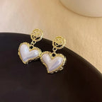 Vintage Heart &amp; Pearl Drop Earrings