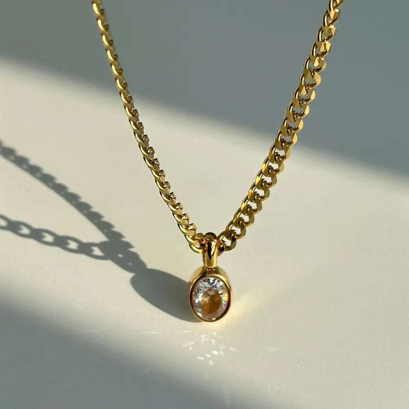 Ocean Gleam Zircon Pendant Necklace